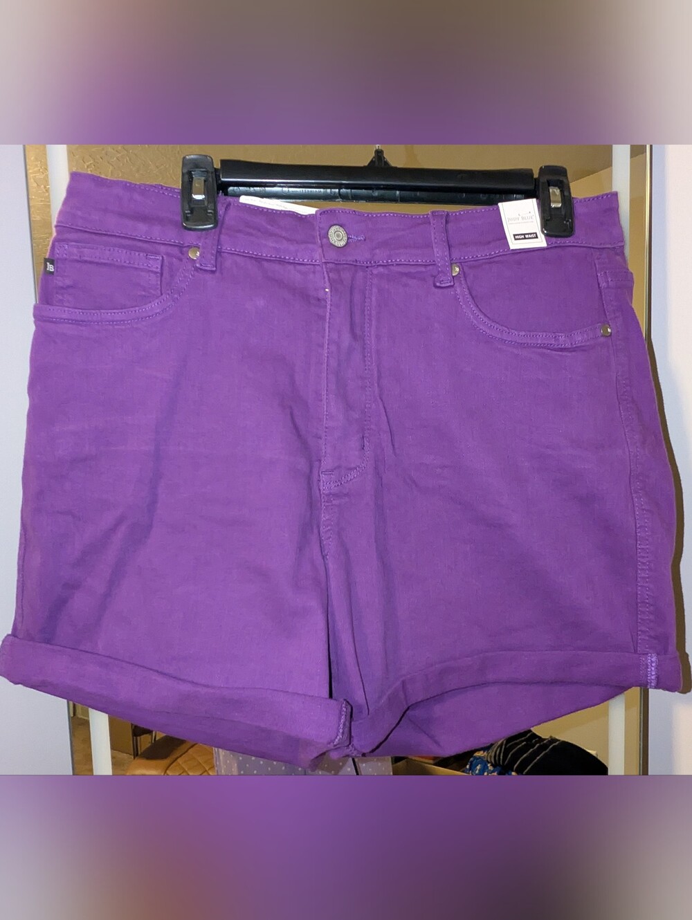 Judy Blue Bright Purple High-Waist Shorts